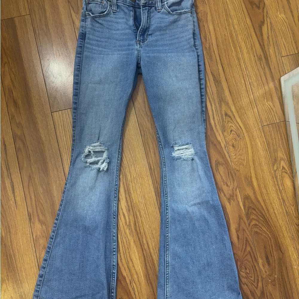 Hollister Light Blue Distressed Flare Jeans